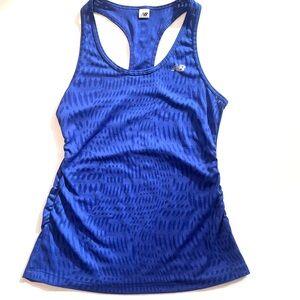 New Balance Women's Vibrant Blue Patterned Tank Top with gathered sides